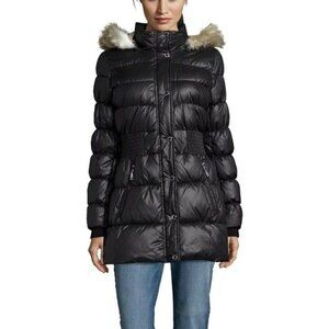 Laundry by Design Black Quilted Faux Fur Puffer Jacket M